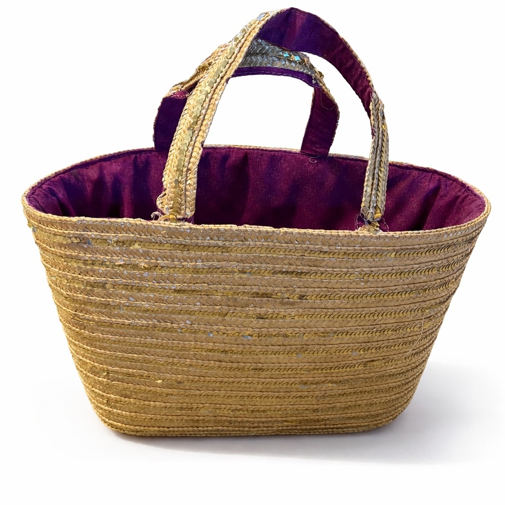 Gold Women's straw Tote Bag